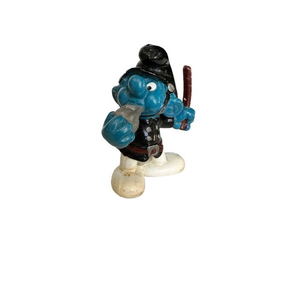 Vintage 1981 Smurf  Peyo Police Officer Cop Bully Stick Club Bobby Bobbies - Picture 3 of 7